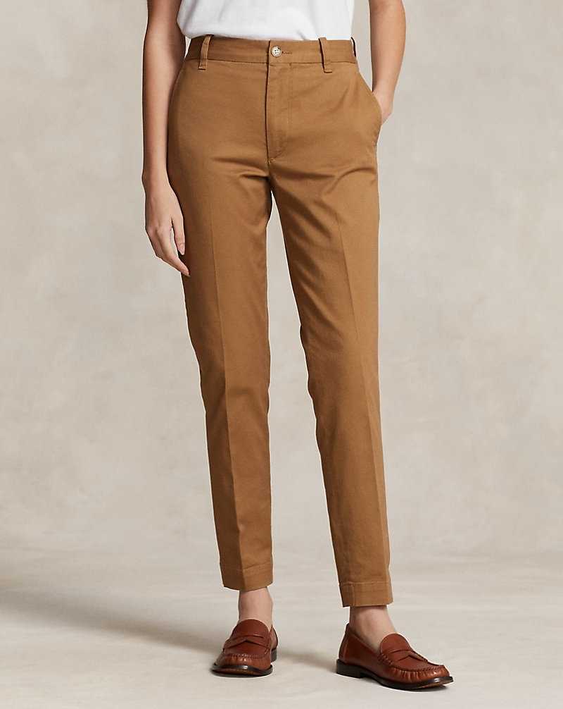 Pantalones Ralph Lauren Cropped Slim Fit Twill Chino Mujer Kaki | LMNJYWS-19 - vista 3