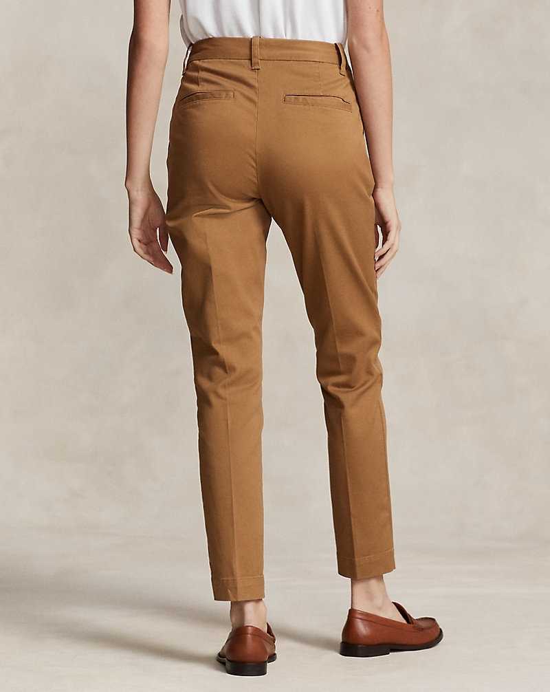Pantalones Ralph Lauren Cropped Slim Fit Twill Chino Mujer Kaki | LMNJYWS-19 - vista 4