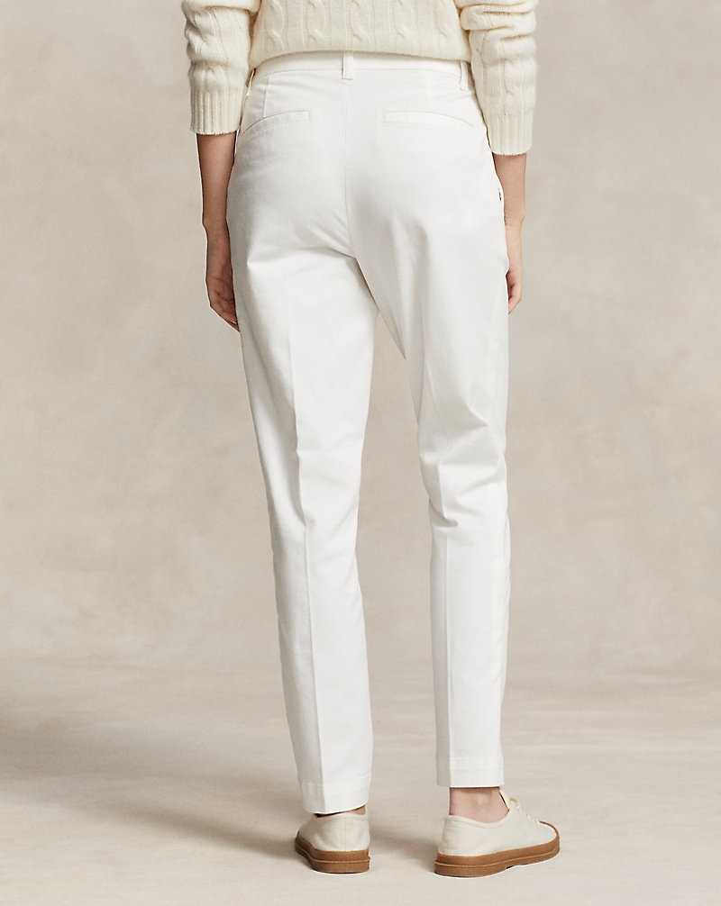 Pantalones Ralph Lauren Cropped Slim Fit Twill Chino Mujer Blancos | HTRKIGB-85 - vista 4