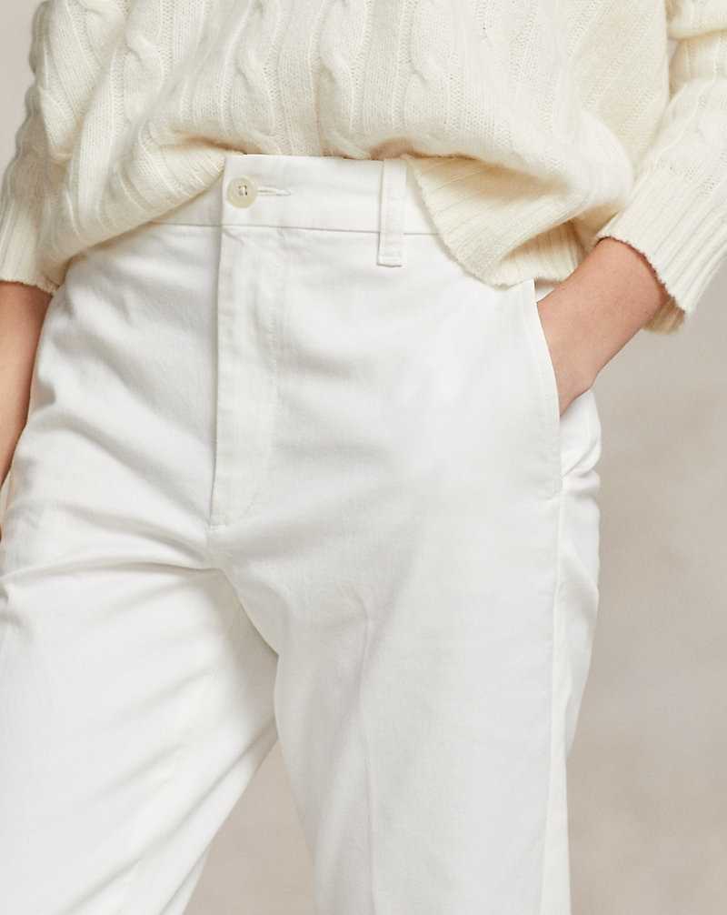 Pantalones Ralph Lauren Cropped Slim Fit Twill Chino Mujer Blancos | HTRKIGB-85 - vista 5