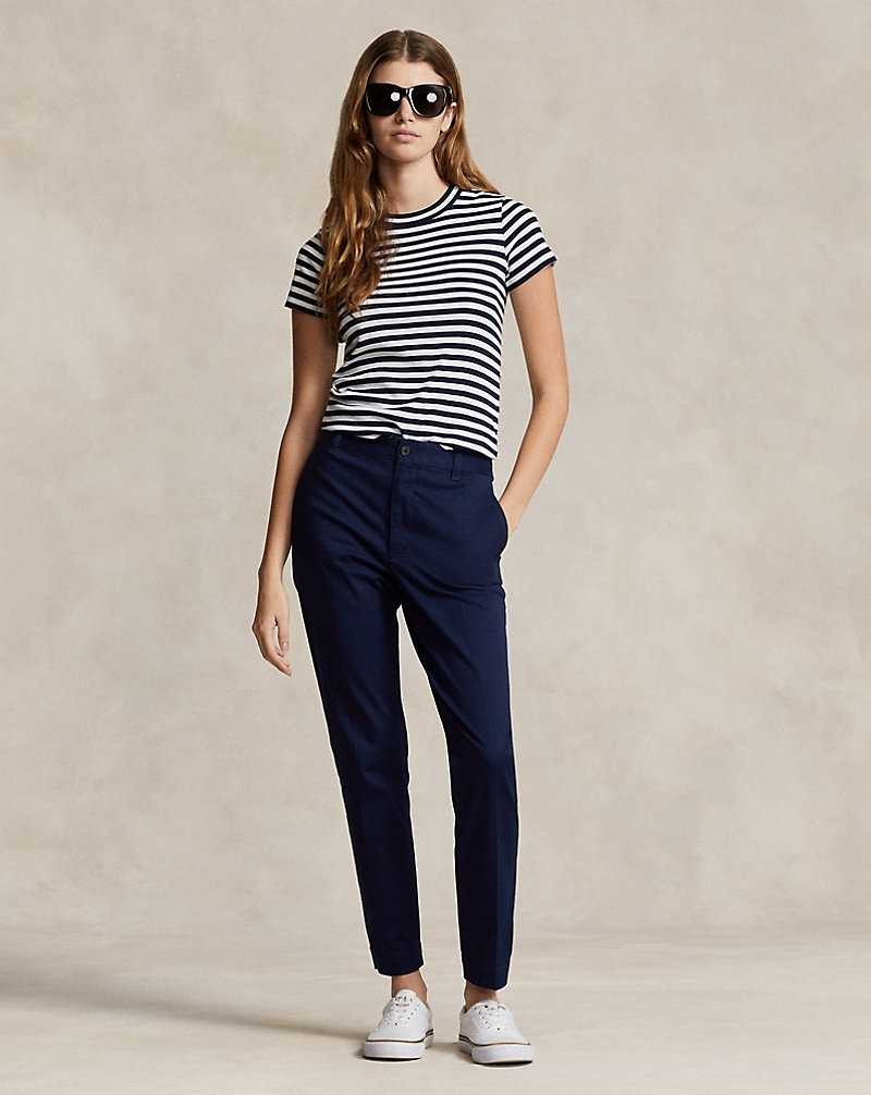 Pantalones Ralph Lauren Cropped Slim Fit Twill Chino Mujer Azul Marino | LGHTBQX-12 - vista 1