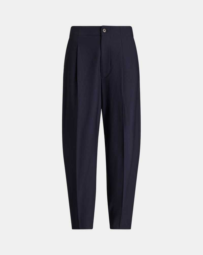 Pantalones Ralph Lauren Curved Tapered Stretch Wool Mujer Azul Marino | FYJDTBS-60 - vista 2