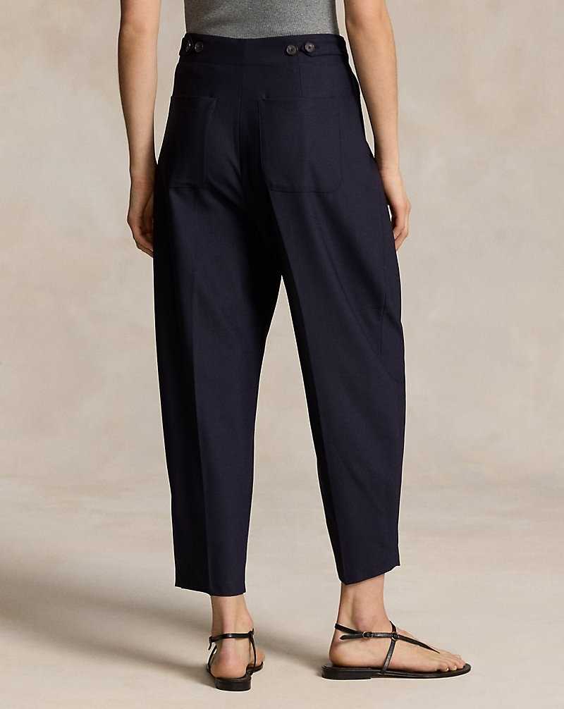 Pantalones Ralph Lauren Curved Tapered Stretch Wool Mujer Azul Marino | FYJDTBS-60 - vista 4