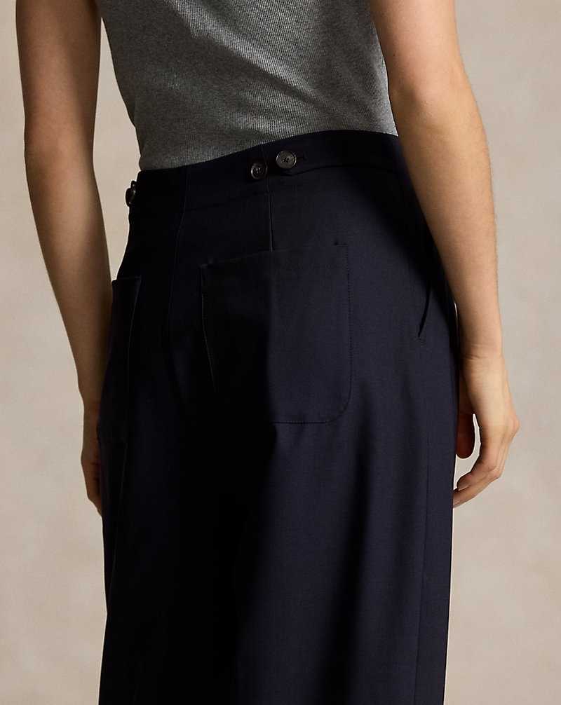 Pantalones Ralph Lauren Curved Tapered Stretch Wool Mujer Azul Marino | FYJDTBS-60 - vista 5