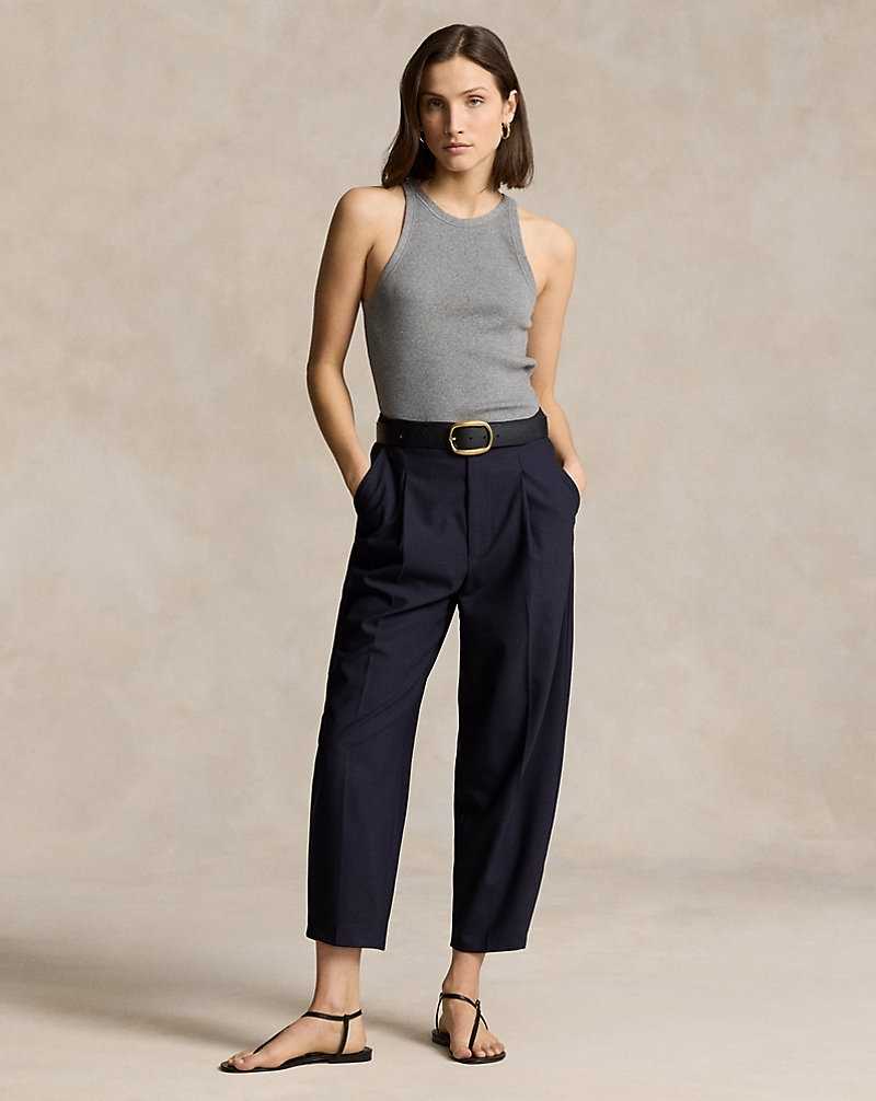 Pantalones Ralph Lauren Curved Tapered Stretch Wool Mujer Azul Marino | FYJDTBS-60 - vista 1