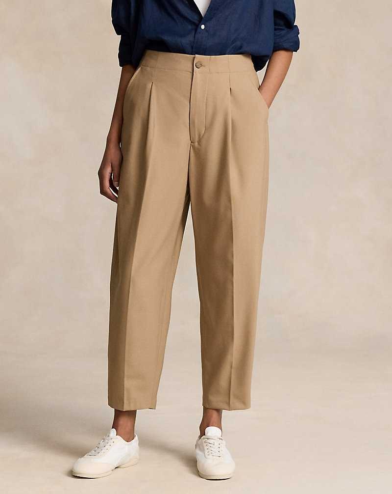 Pantalones Ralph Lauren Curved Tapered Stretch Wool Mujer Camel | FCBELTD-57 - vista 3
