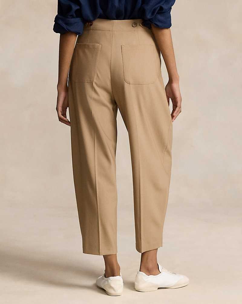Pantalones Ralph Lauren Curved Tapered Stretch Wool Mujer Camel | FCBELTD-57 - vista 4