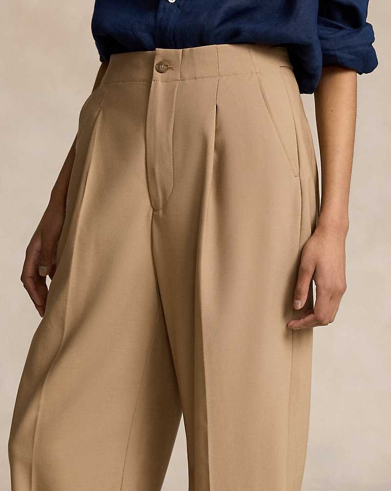 Pantalones Ralph Lauren Curved Tapered Stretch Wool Mujer Camel | FCBELTD-57 - vista 5