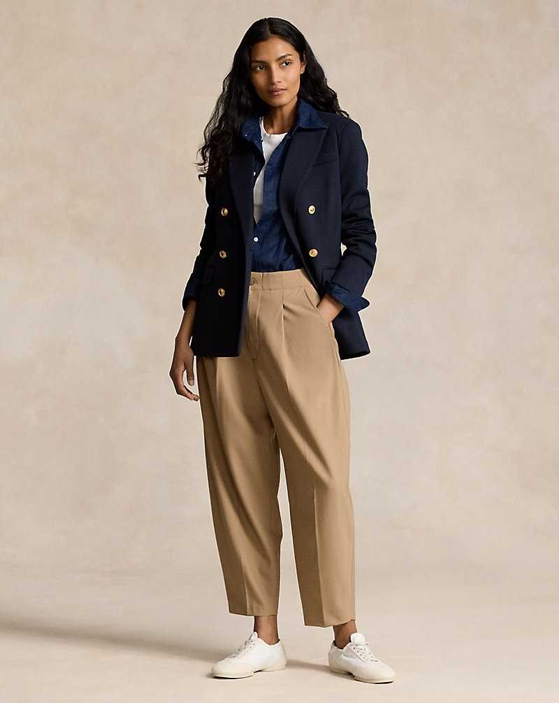 Pantalones Ralph Lauren Curved Tapered Stretch Wool Mujer Camel | FCBELTD-57 - vista 1