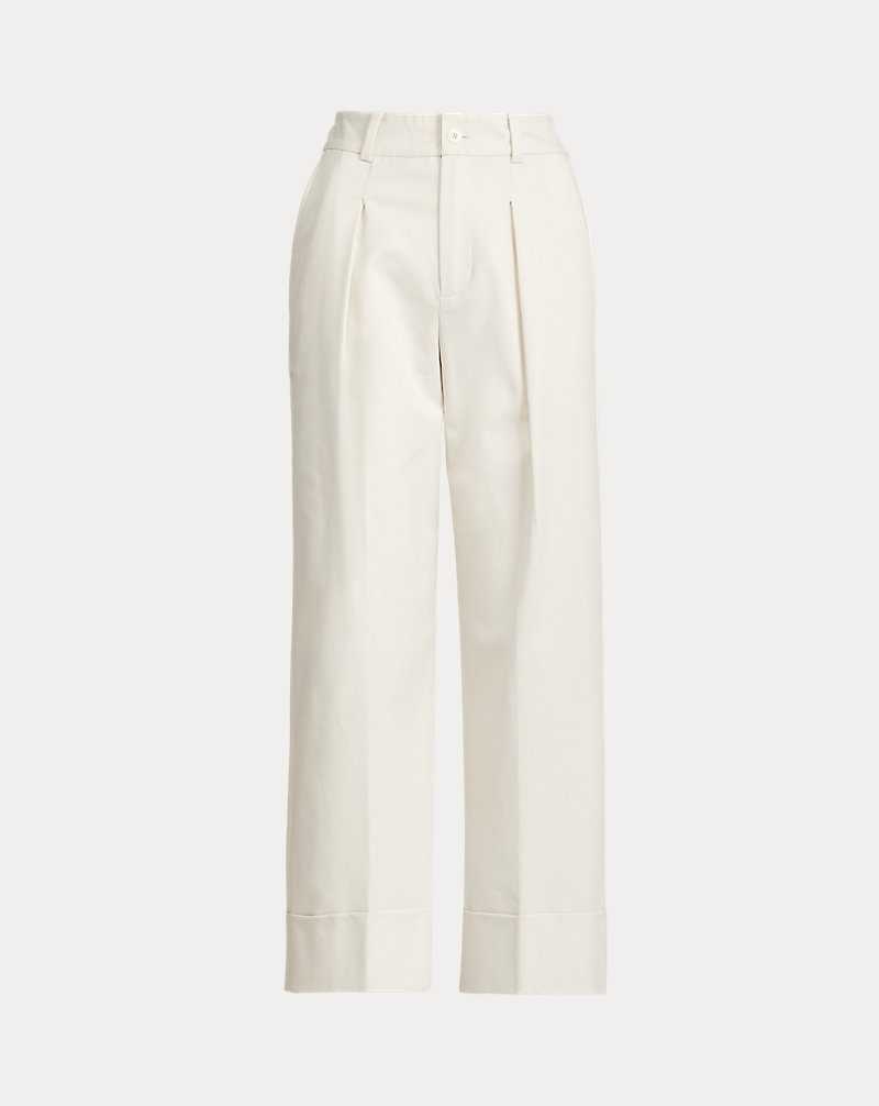 Pantalones Ralph Lauren Double-Faced Cotton Ankle Mujer Creme | AJLPVSQ-06 - vista 2