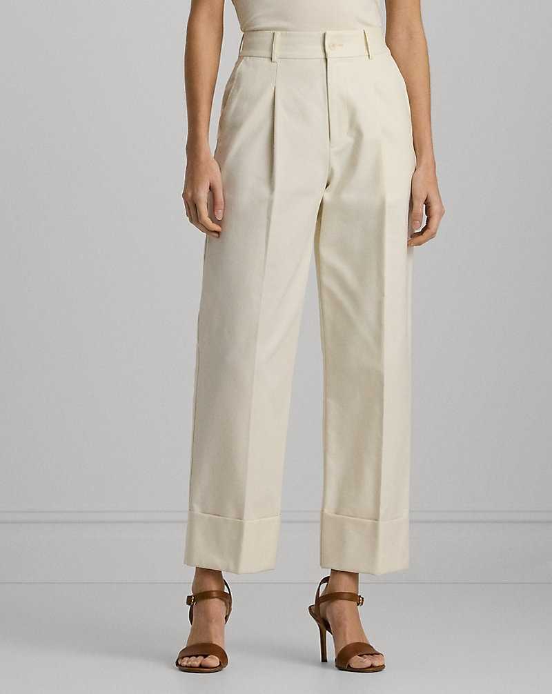 Pantalones Ralph Lauren Double-Faced Cotton Ankle Mujer Creme | AJLPVSQ-06 - vista 3