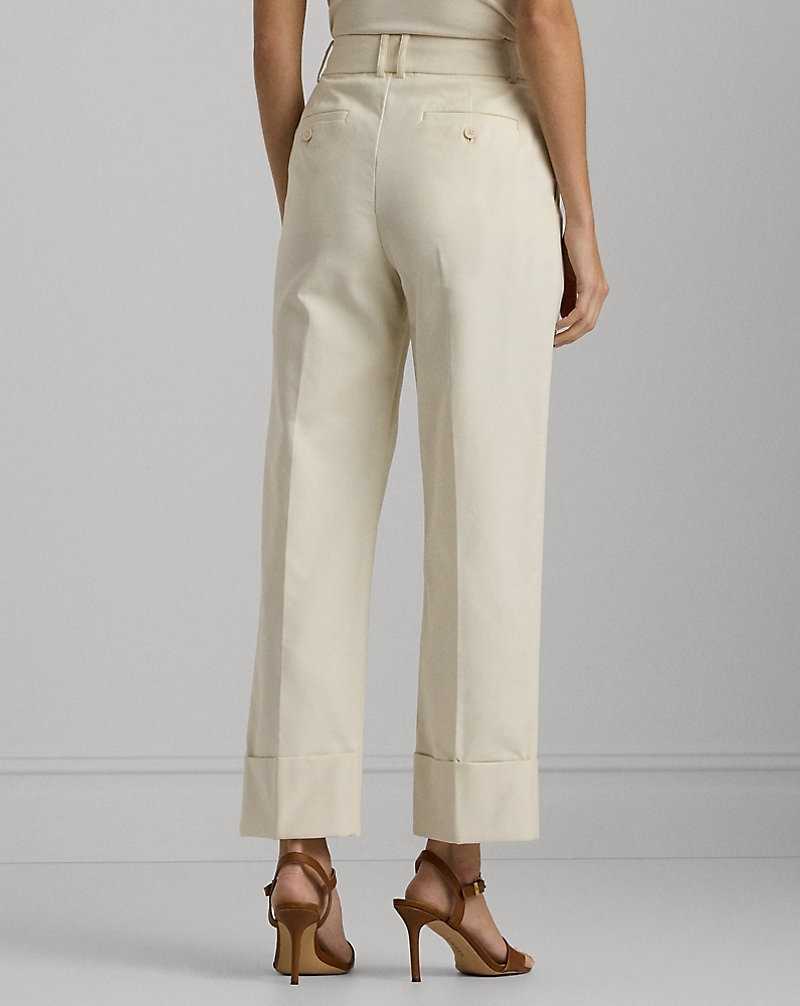 Pantalones Ralph Lauren Double-Faced Cotton Ankle Mujer Creme | AJLPVSQ-06 - vista 4