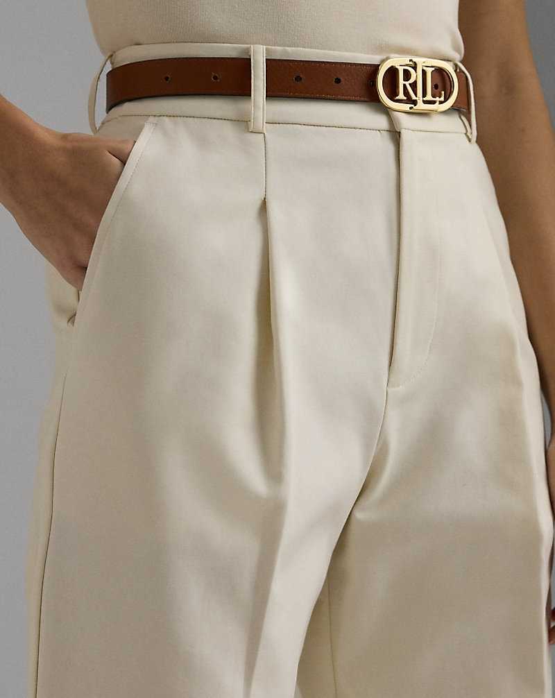 Pantalones Ralph Lauren Double-Faced Cotton Ankle Mujer Creme | AJLPVSQ-06 - vista 5