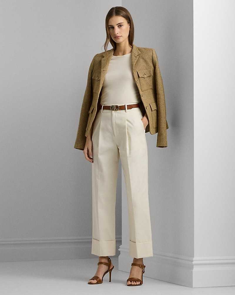 Pantalones Ralph Lauren Double-Faced Cotton Ankle Mujer Creme | AJLPVSQ-06 - vista 1