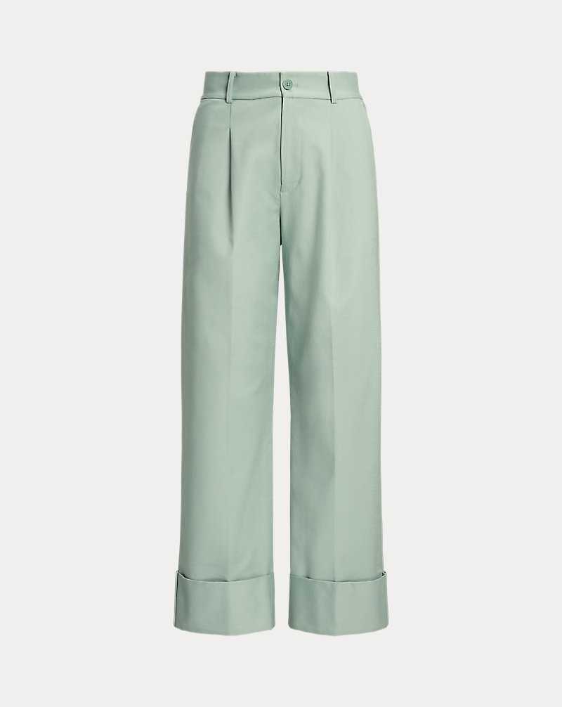 Pantalones Ralph Lauren Double-Faced Cotton Ankle Mujer Soft Laurel | CTLEQGR-89 - vista 2