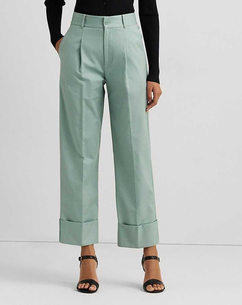 Pantalones Ralph Lauren Double-Faced Cotton Ankle Mujer Soft Laurel | CTLEQGR-89 - vista 3