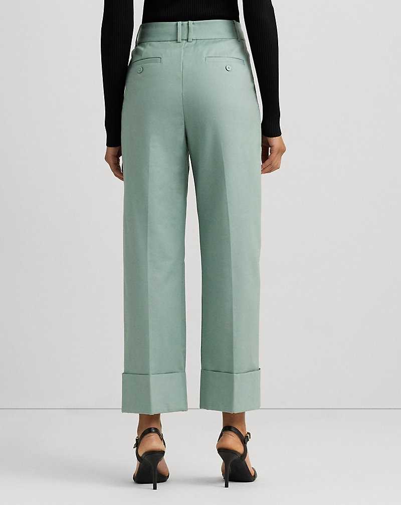 Pantalones Ralph Lauren Double-Faced Cotton Ankle Mujer Soft Laurel | CTLEQGR-89 - vista 4