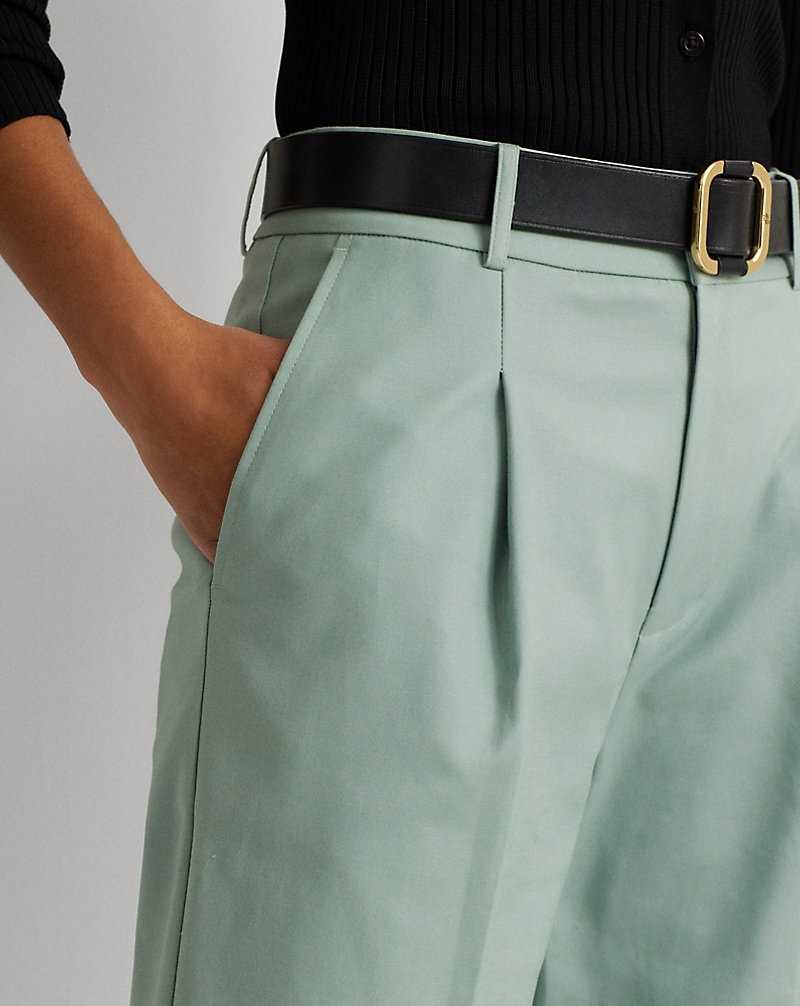 Pantalones Ralph Lauren Double-Faced Cotton Ankle Mujer Soft Laurel | CTLEQGR-89 - vista 5