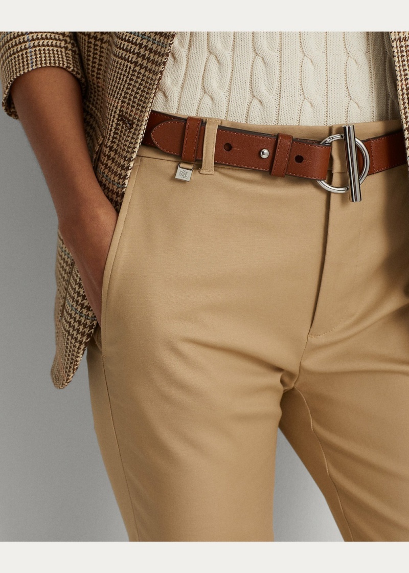 Pantalones Double-Faced Stretch Algodon Mujer Marrom | VKFC81567 - vista 3