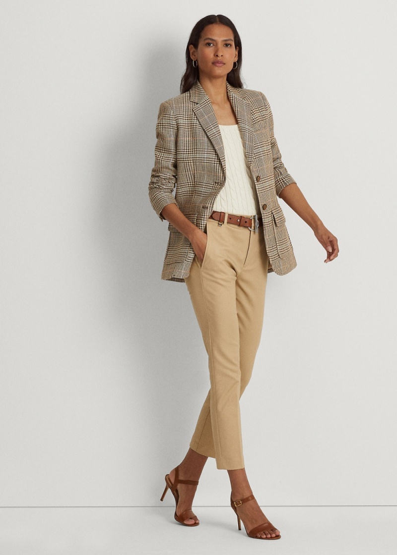 Pantalones Double-Faced Stretch Algodon Mujer Marrom | VKFC81567 - vista 1