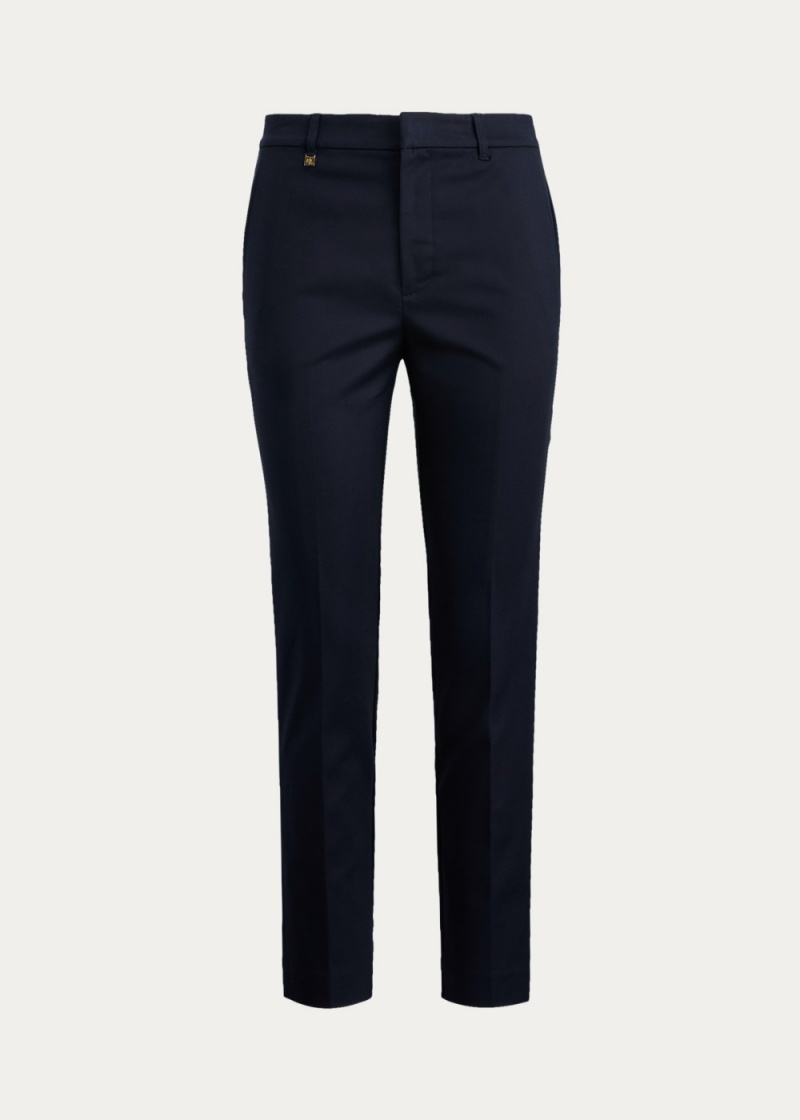 Pantalones Double-Faced Stretch Algodon Mujer Azul Marino | YEAW06392 - vista 2