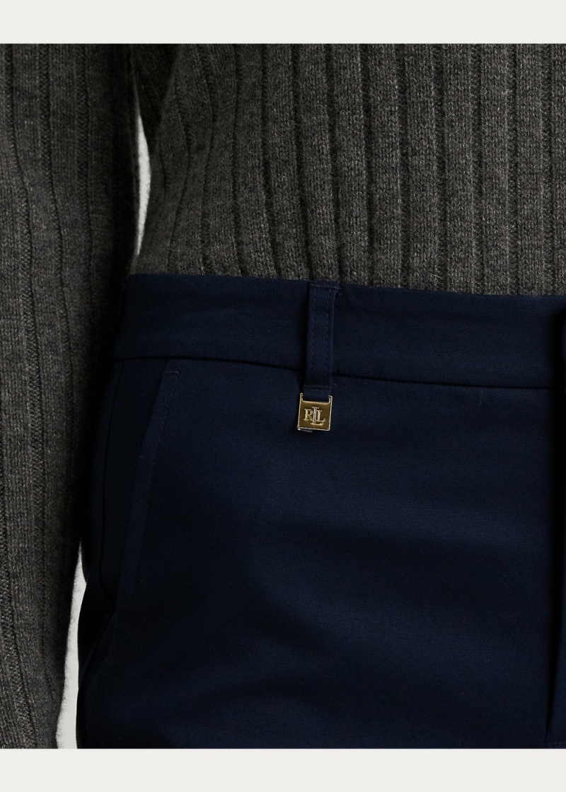 Pantalones Double-Faced Stretch Algodon Mujer Azul Marino | YEAW06392 - vista 3
