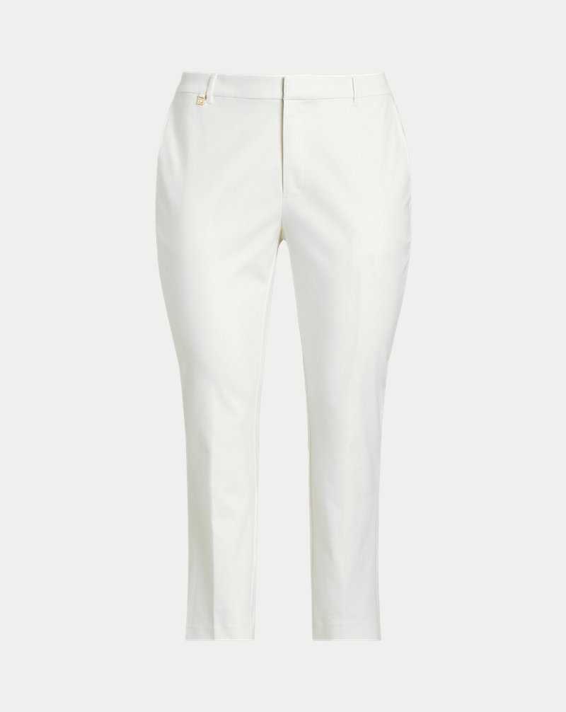 Pantalones Ralph Lauren Double-Faced Stretch Cotton Mujer Blancos | WEGHJLV-50 - vista 2