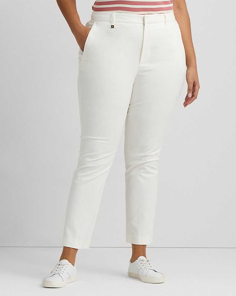 Pantalones Ralph Lauren Double-Faced Stretch Cotton Mujer Blancos | WEGHJLV-50 - vista 3
