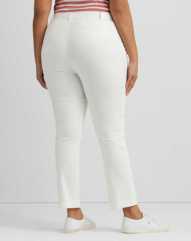 Pantalones Ralph Lauren Double-Faced Stretch Cotton Mujer Blancos | WEGHJLV-50 - vista 4