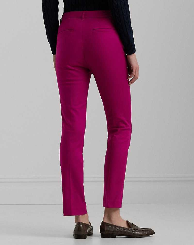 Pantalones Ralph Lauren Double-Faced Stretch Cotton Mujer Fucsia | SQERXFI-19 - vista 4