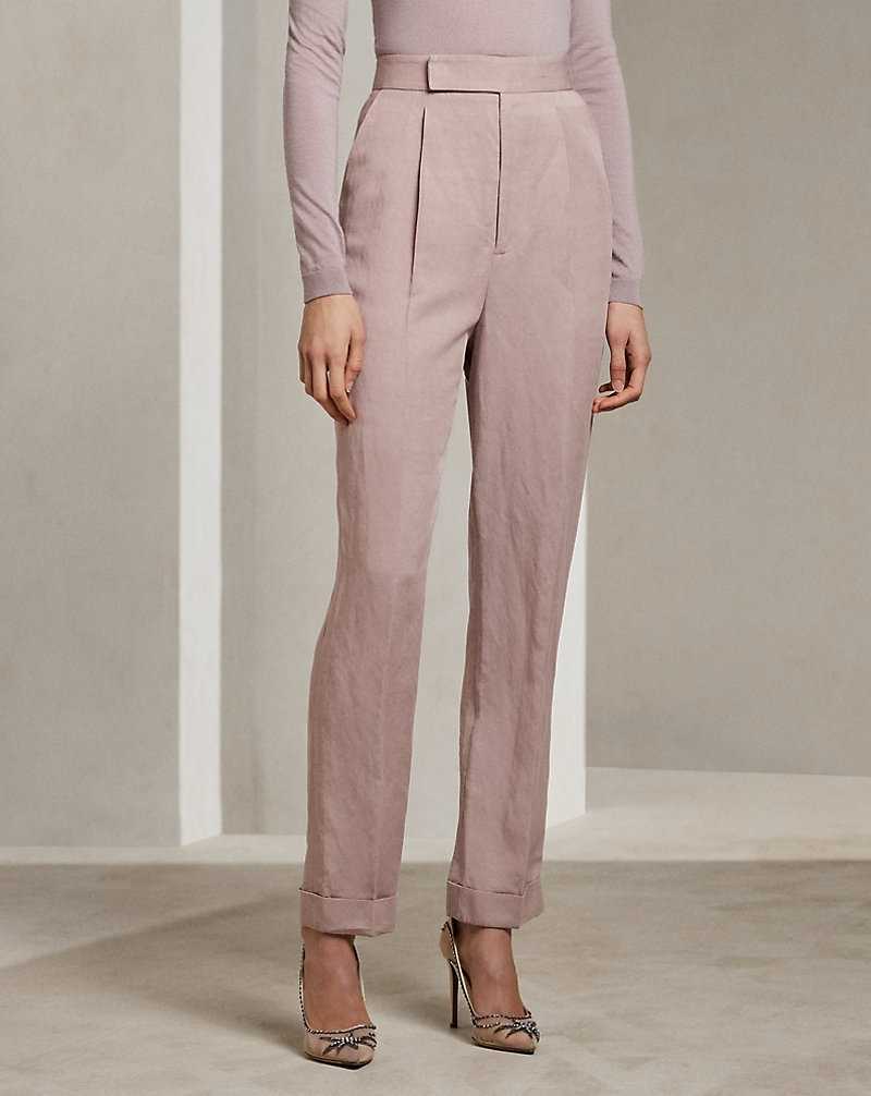Pantalones Ralph Lauren Evanne Linen-Blend Mujer Mauve | JPHMRUC-70 - vista 3