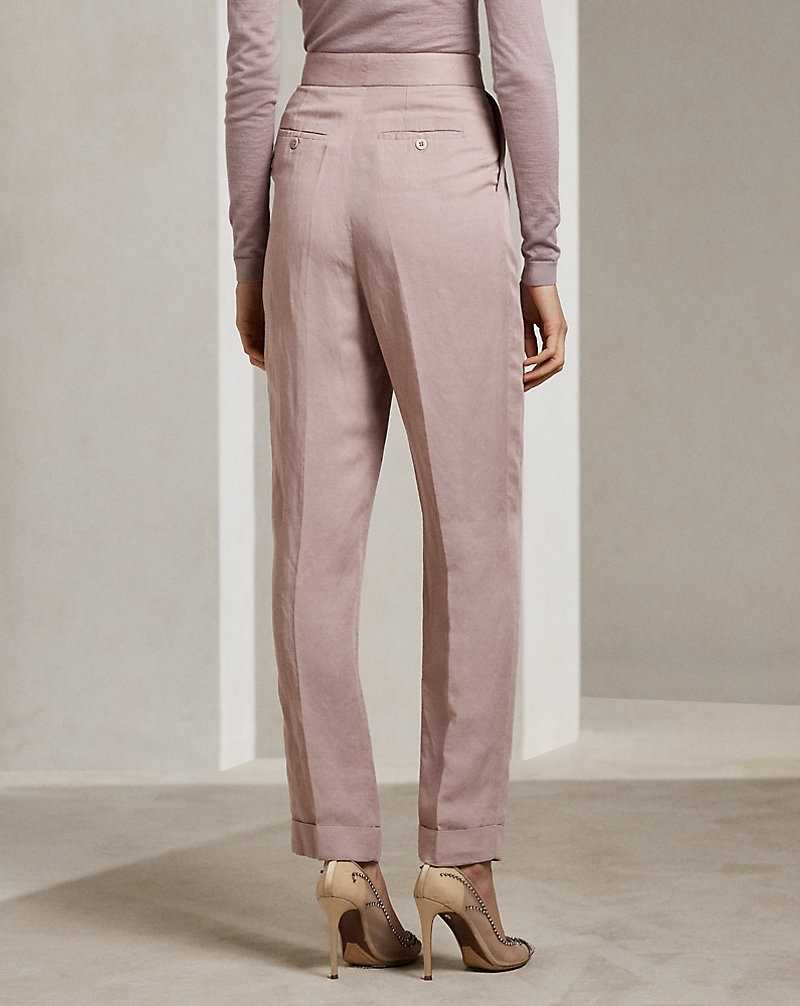 Pantalones Ralph Lauren Evanne Linen-Blend Mujer Mauve | JPHMRUC-70 - vista 4
