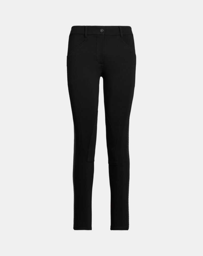 Pantalones Ralph Lauren Faux-Leather-Trim Ponte Jodhpur Mujer Negros | KGQMXHJ-40 - vista 2