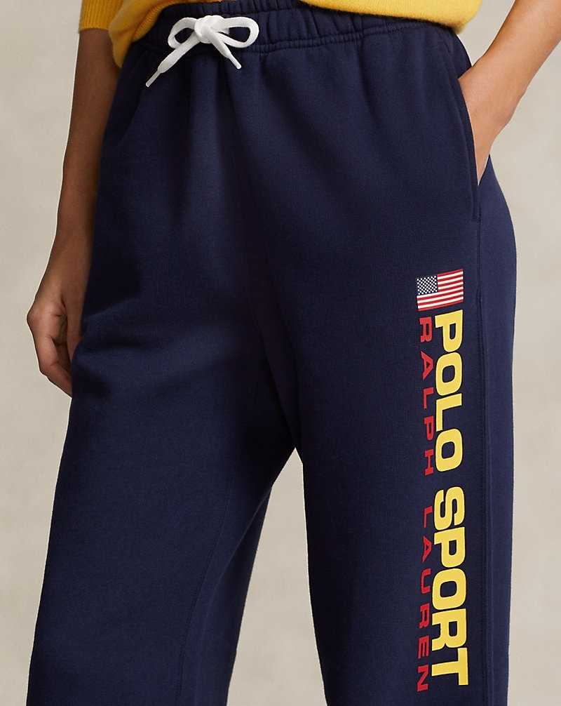 Pantalones Ralph Lauren Fleece Wide-Leg Athletic Mujer Azul Marino | NRUQGTV-31 - vista 5