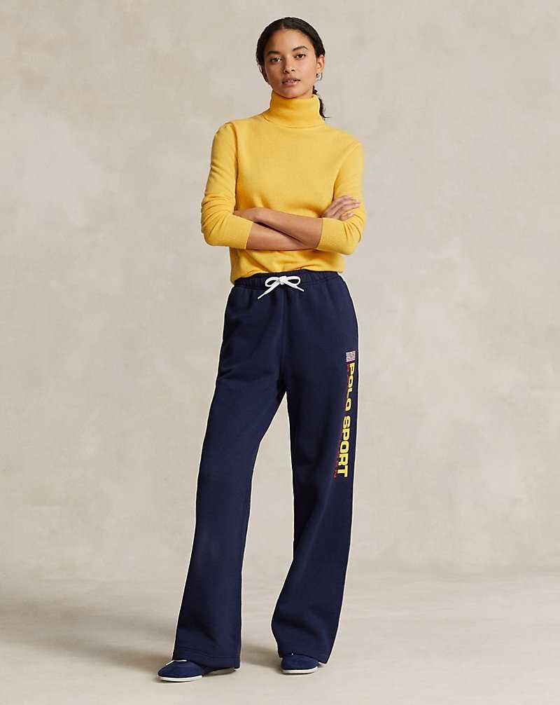 Pantalones Ralph Lauren Fleece Wide-Leg Athletic Mujer Azul Marino | NRUQGTV-31 - vista 1