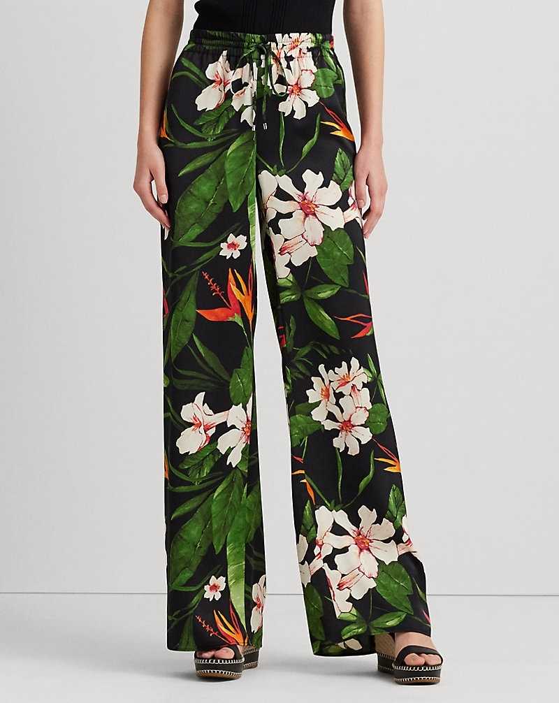 Pantalones Ralph Lauren Floral Satin Charmeuse Wide-Leg Mujer Black/Green/Multi | ZOCVMUP-60 - vista 3