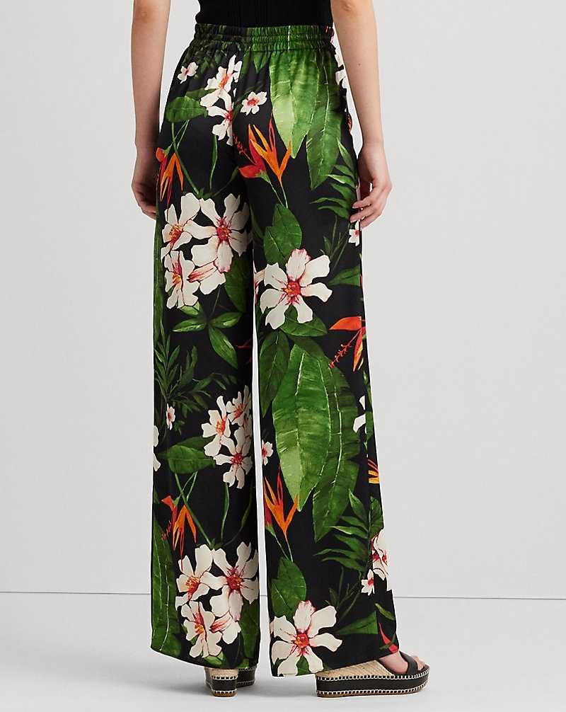 Pantalones Ralph Lauren Floral Satin Charmeuse Wide-Leg Mujer Black/Green/Multi | ZOCVMUP-60 - vista 4