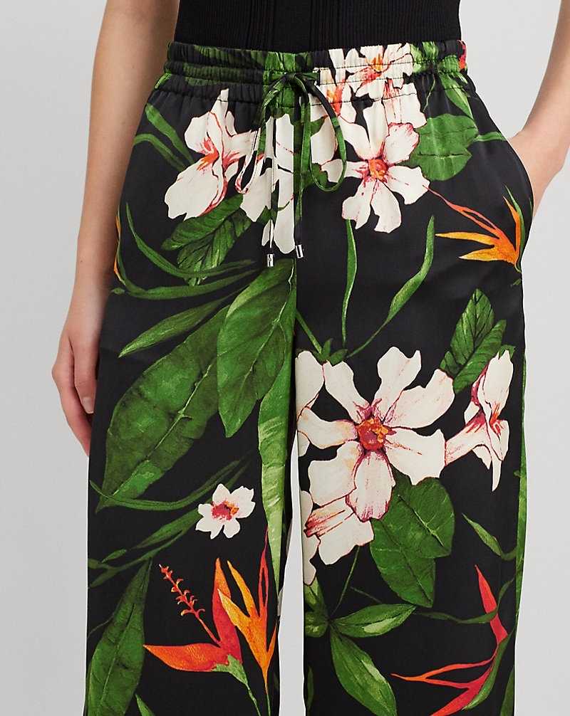 Pantalones Ralph Lauren Floral Satin Charmeuse Wide-Leg Mujer Black/Green/Multi | ZOCVMUP-60 - vista 5