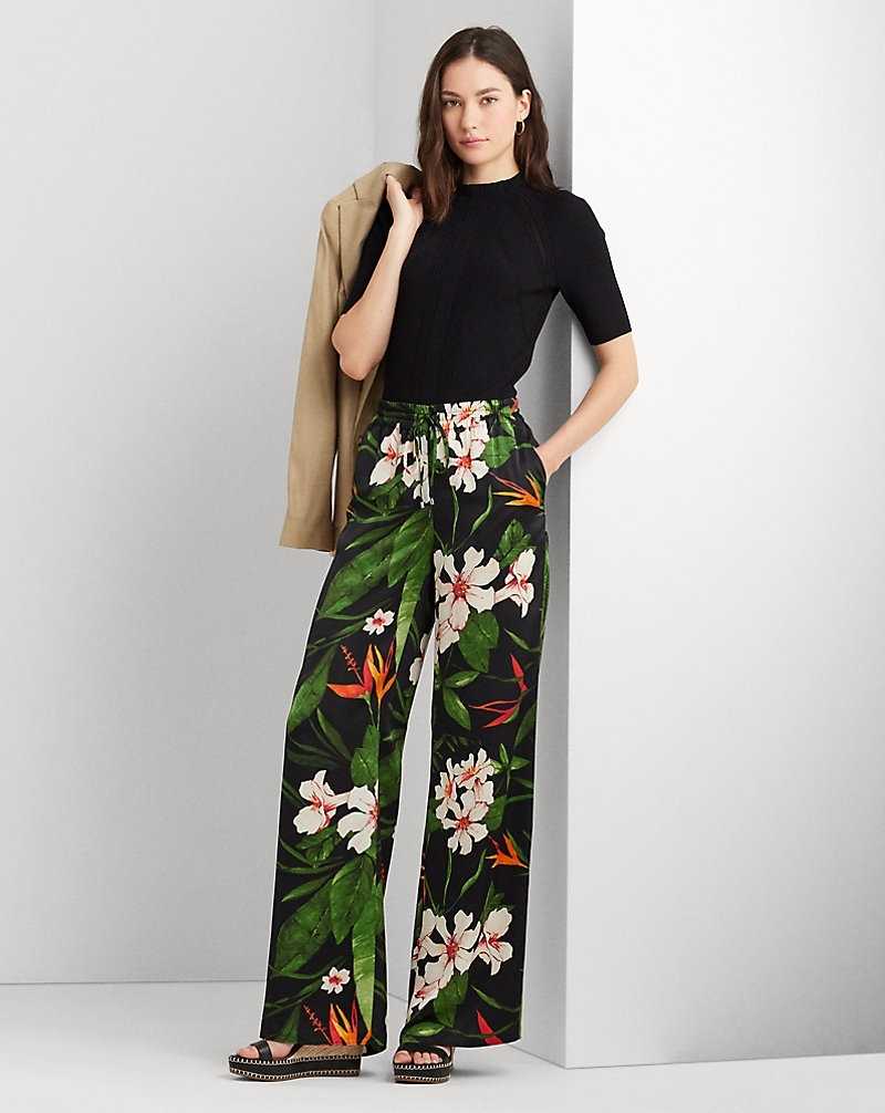 Pantalones Ralph Lauren Floral Satin Charmeuse Wide-Leg Mujer Black/Green/Multi | ZOCVMUP-60 - vista 1
