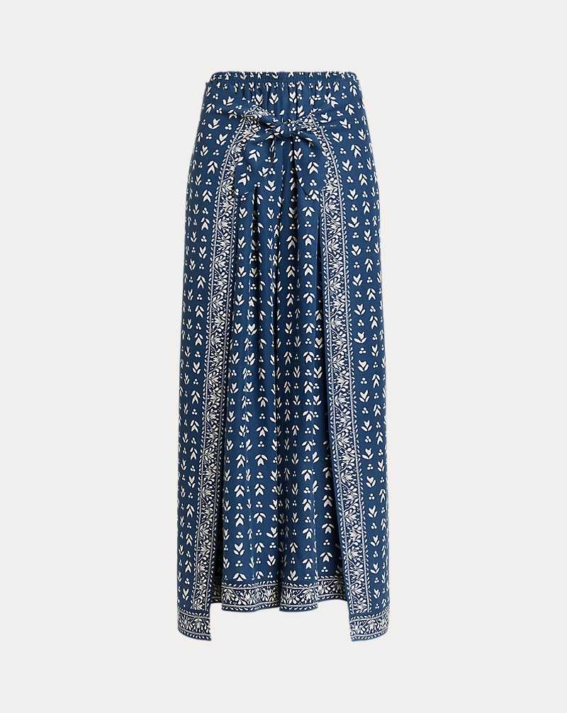 Pantalones Ralph Lauren Floral Twill Wide-Leg Wrap Mujer Azul Marino | PKSRXOZ-75 - vista 2