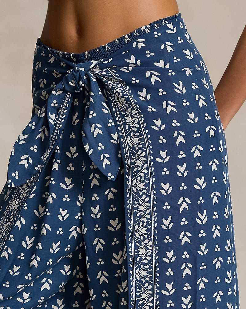 Pantalones Ralph Lauren Floral Twill Wide-Leg Wrap Mujer Azul Marino | PKSRXOZ-75 - vista 5