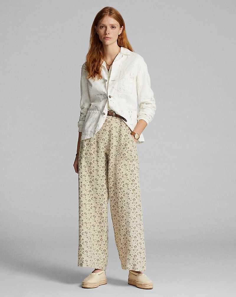 Pantalones Ralph Lauren Floral-Print Seeded Linen Mujer Natural/Sepia | QLDGCBM-20 - vista 2