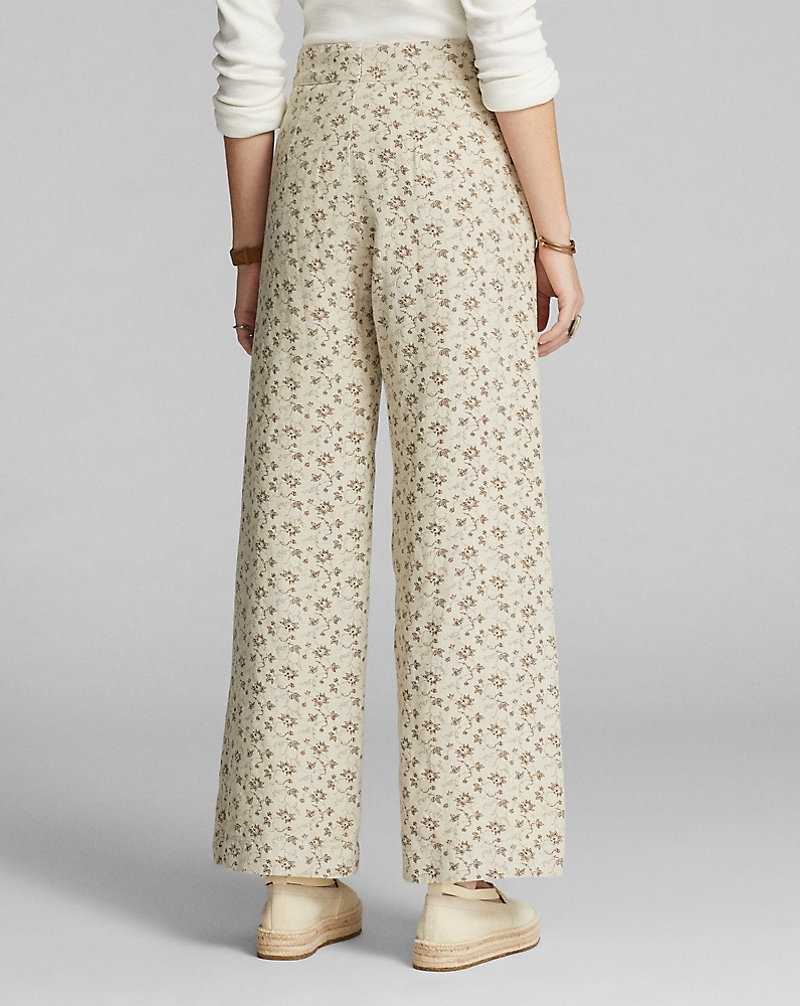 Pantalones Ralph Lauren Floral-Print Seeded Linen Mujer Natural/Sepia | QLDGCBM-20 - vista 4