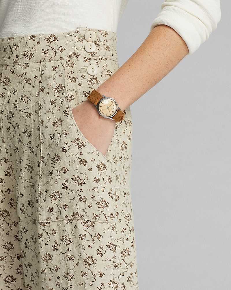 Pantalones Ralph Lauren Floral-Print Seeded Linen Mujer Natural/Sepia | QLDGCBM-20 - vista 5