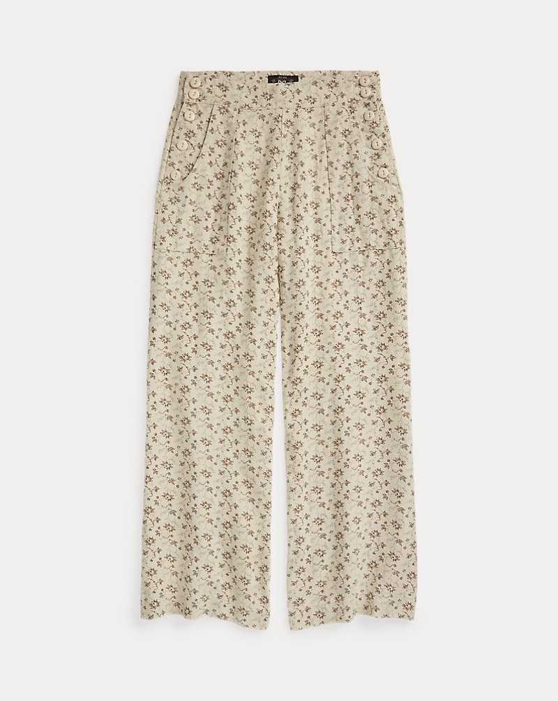 Pantalones Ralph Lauren Floral-Print Seeded Linen Mujer Natural/Sepia | QLDGCBM-20 - vista 1