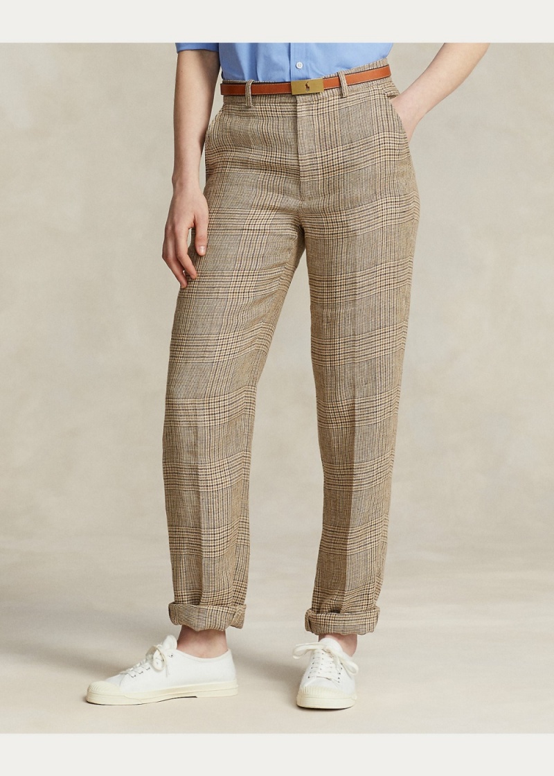 Pantalones Glen Plaid Linen Tweed Pant Mujer Azules | XRNE65492 - vista 3