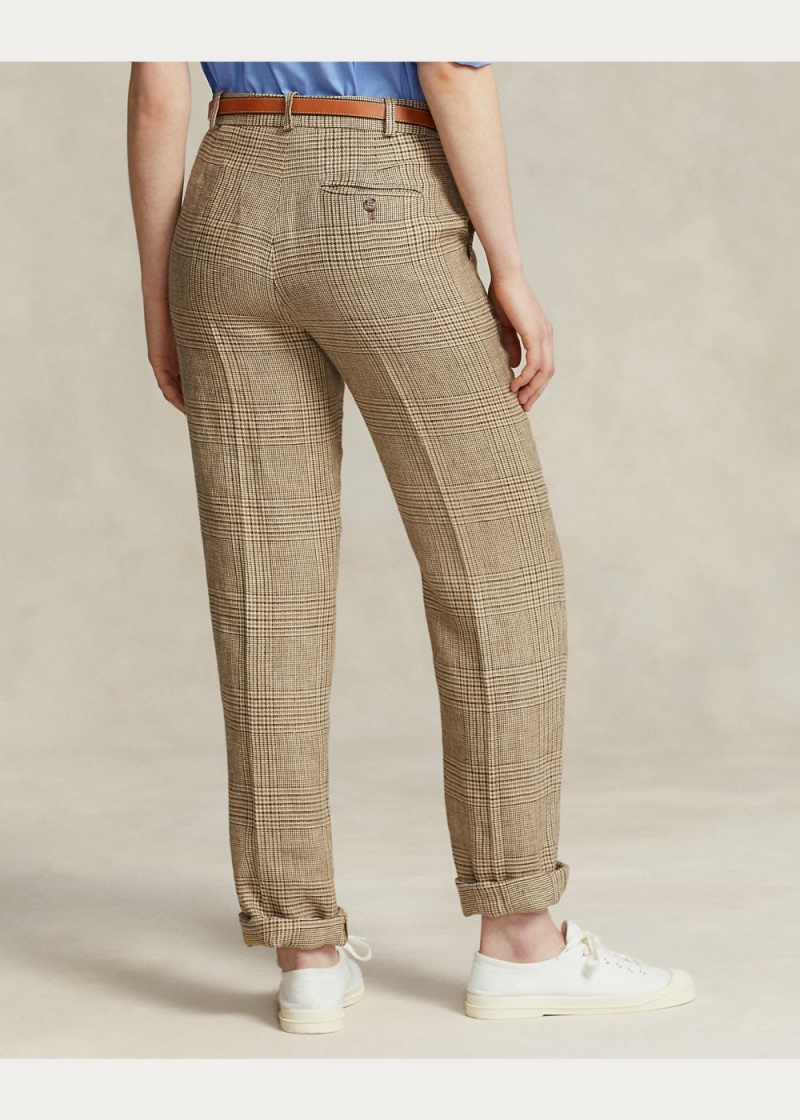 Pantalones Glen Plaid Linen Tweed Pant Mujer Azules | XRNE65492 - vista 4