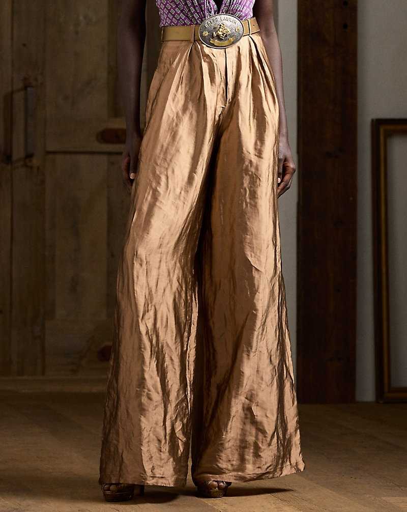 Pantalones Ralph Lauren Greer Metallic Organza Pleated Mujer Cobra | RUSNTGJ-25 - vista 3