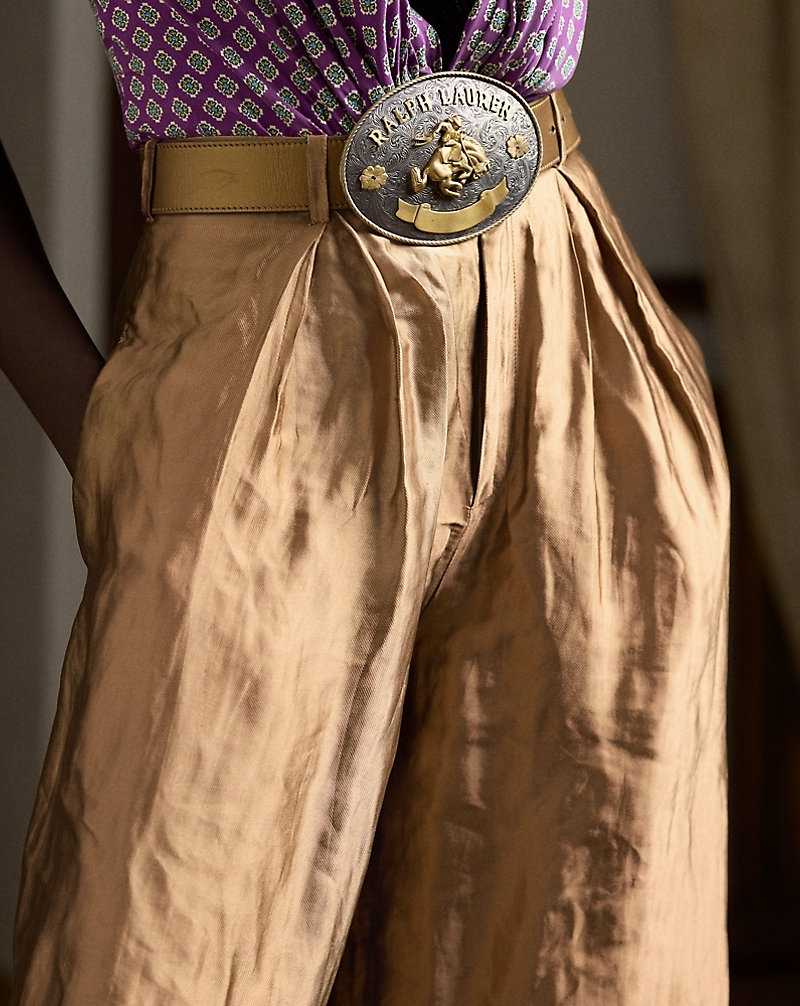 Pantalones Ralph Lauren Greer Metallic Organza Pleated Mujer Cobra | RUSNTGJ-25 - vista 5