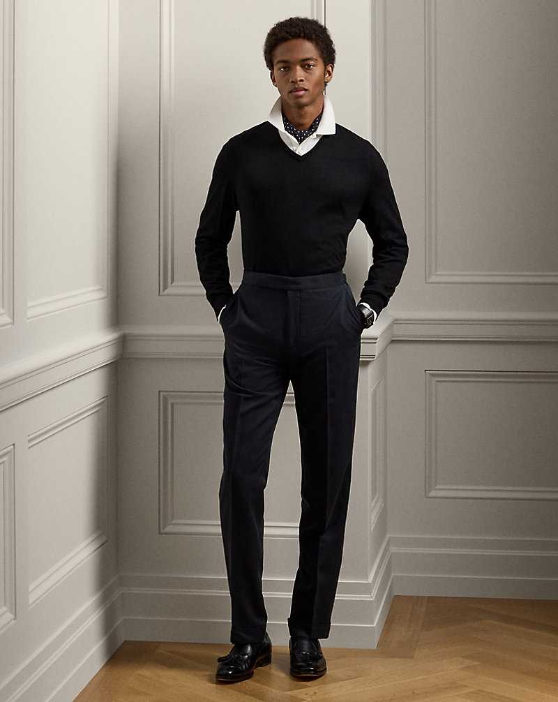 Pantalones Ralph Lauren Gregory Hand-Tailored Silk Hombre Negros | XYQBVEI-81 - vista 1